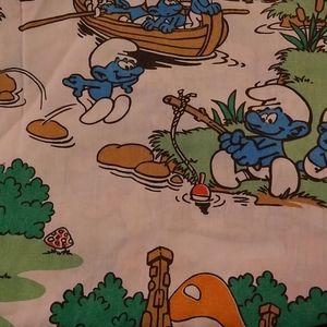 Vintage smurfs top sheet. Could be used for fabric
